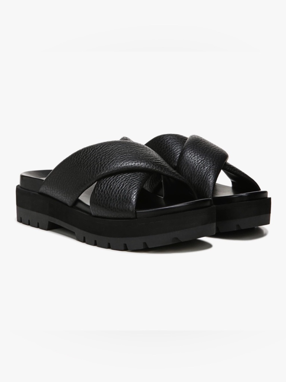 Vionic Vesta Black Cross-Strap Platform Slide Sandals